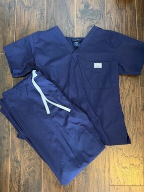 Blue Sky Navy Blue Women's Scrub Pajama Set